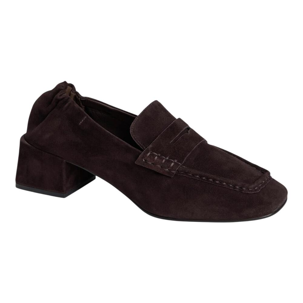 Steve Madden Women's Este Suede Block Heel Loafers Chocolate Brown Size 8